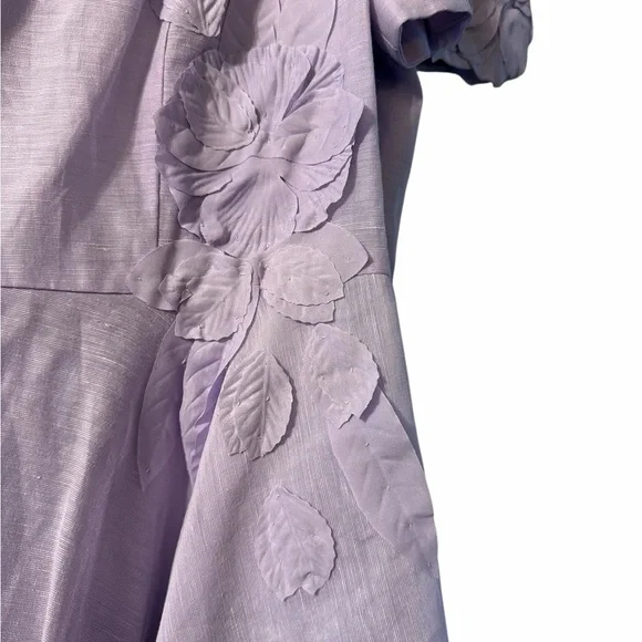 Antonio Melani Linen Floral Applique Dress Lavender Fit & Flare Size 12 - Picture 5 of 7